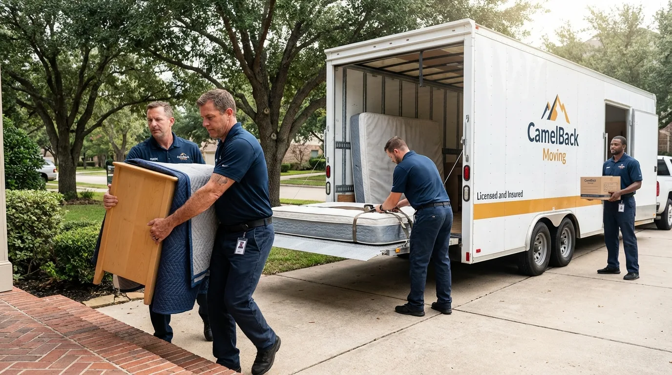 Crew loading residential truck for cross-state move from Willow Springs, MO
